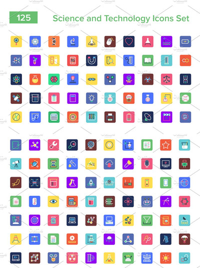 科技图标素材 125 Science and Technology Icons Set