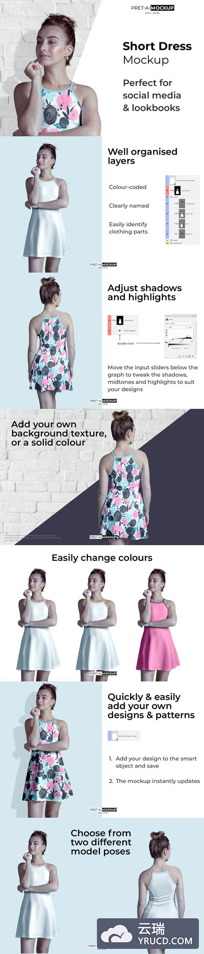 短款连衣裙服饰样机展示模板