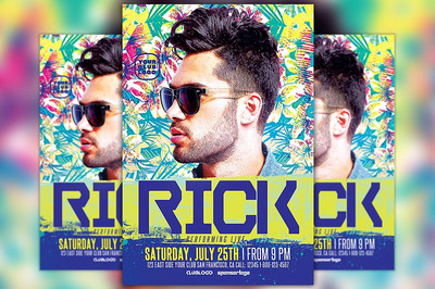 人物音乐海报制作模板 DJ Rick Club Party Flyer Template
