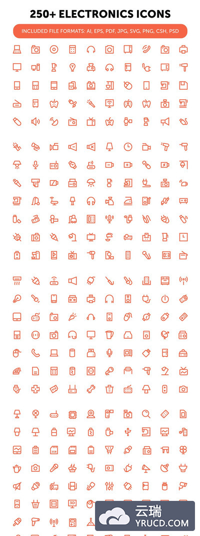 电子设备矢量图标素材 250+ Electronics Icons