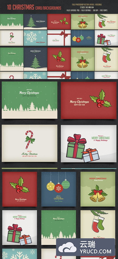圣诞节元素卡片 Christmas Cards/ Backgrounds