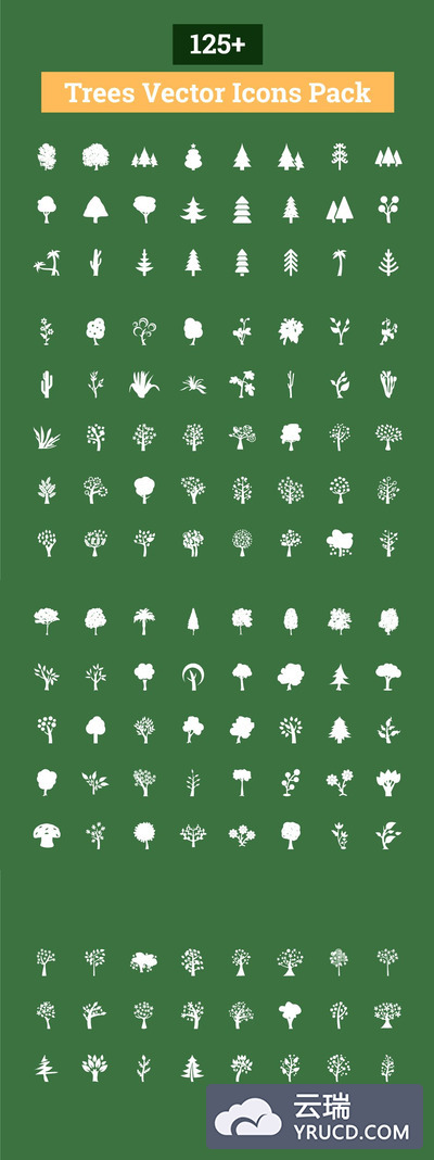 圣诞节树木图标素材 125+ Trees Vector Icons Pack