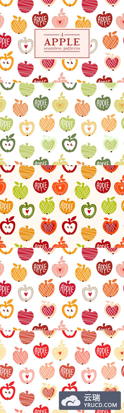 创意无缝苹果背景纹理 Apple seamless pattern