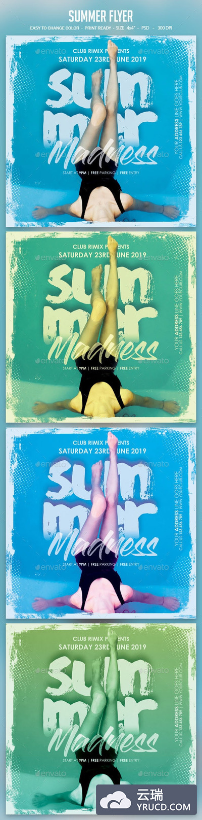 夏季性感泳池派对/海滩派对传单设计