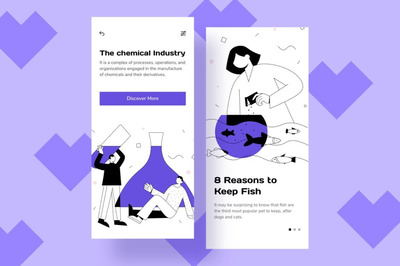 插画 | 紫色时尚高端简约扁平化风格多用途产品移动手机界面欢迎页插图着陆页登录页面设计