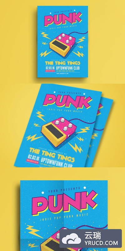 朋克风格插画海报设计 Pop Punk Music Flyer