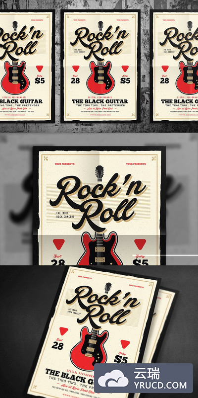 摇滚音乐海报背景 Rock n Roll Music Flyer