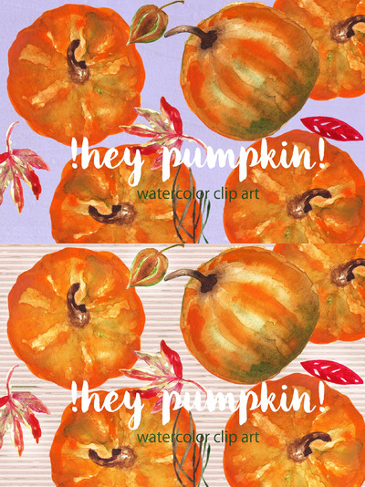 水彩南瓜素材 Pumkin. Autumn watercolor Clipart.