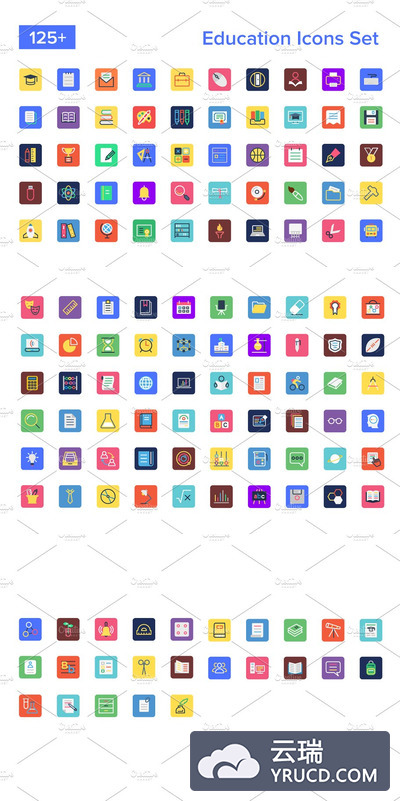 教育矢量图标大全 125+ Education Icons Set