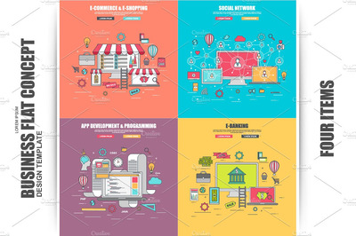 商业概念矢量图标 Set of Flat Business Concept