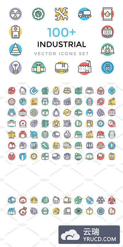 100+工业矢量图标素材 100+ Industrial Vector Icons