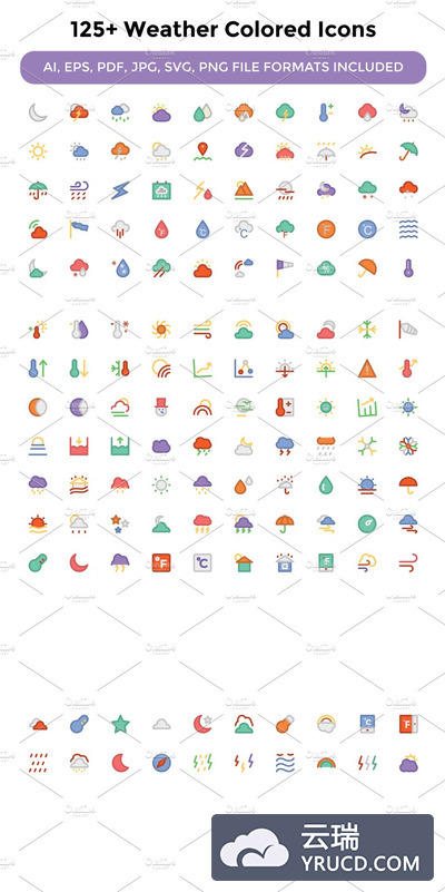 天气图标素材 125+ Weather Colored Icons