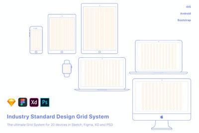 用于20个设备的UX-Design网格系统UI栅格化sketch原型图