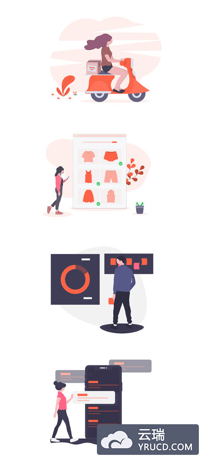 Sketch打造的电商购物类网页插画矢量