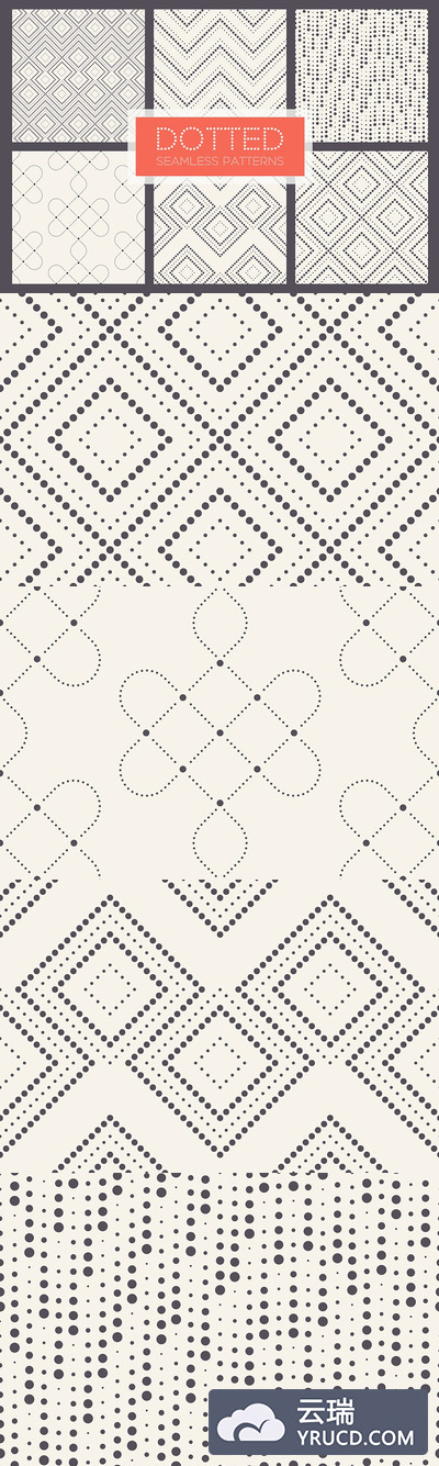 虚线无缝背景纹理 Dotted Seamless Patterns. Set 2