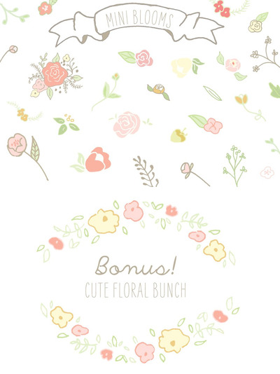 极简主义花卉插画素材 Mini Blooms Clip Art