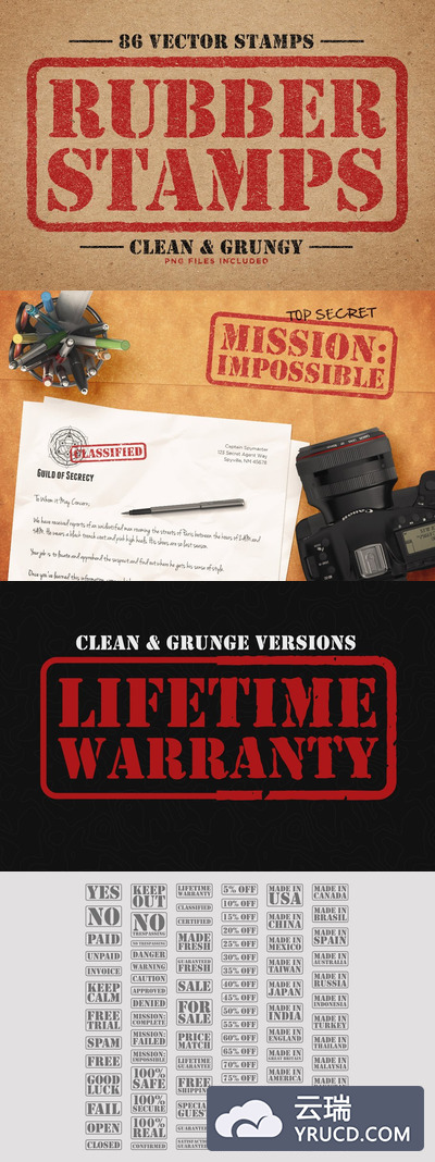 怀旧风格背景纹理 Rubber Stamps Vector Pack Volume 2