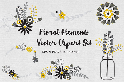 花卉矢量素材图标设计 Floral Wreath Clipart Vectors
