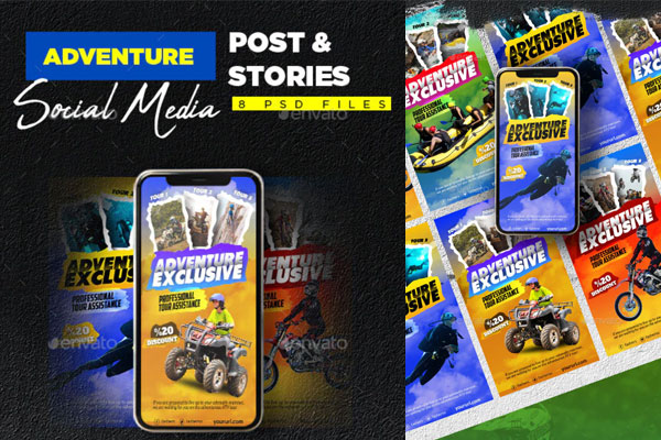冒险旅行探险社交媒体帖子&故事模板