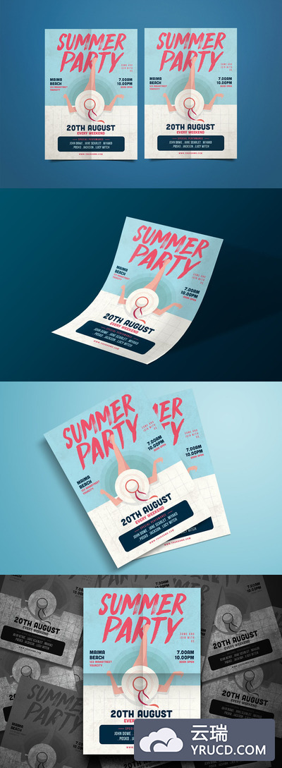 夏季泳池广告创意海报模板下载[PSD,Ai]