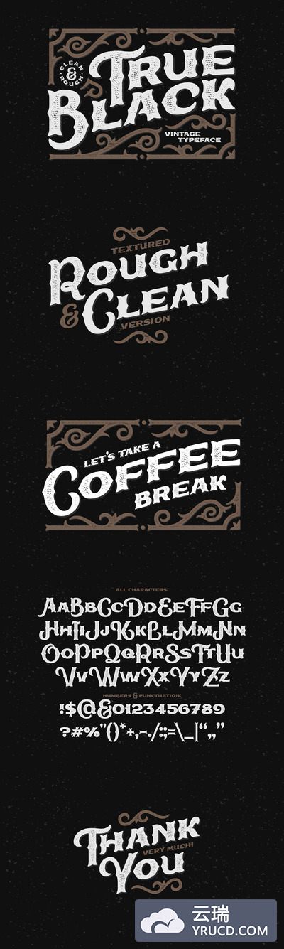 经典矢量字体下载 Vintage rough font "True Black"