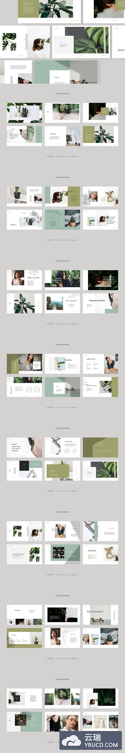 文艺绿植ppt素材 POHON PowerPoint Template