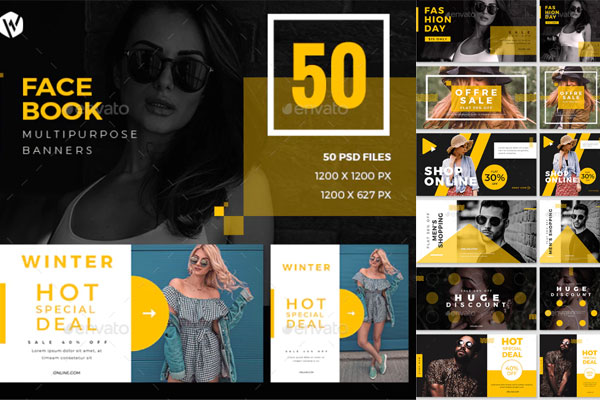 50个Facebook多用途Banner广告模板