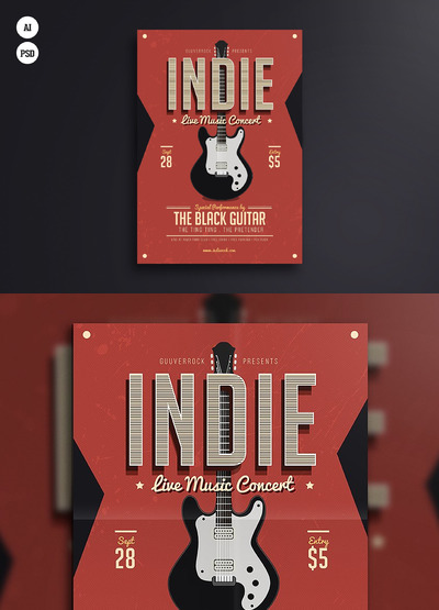 个性音乐宣传海报模板 Indie Week Flyer