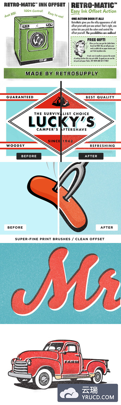 复古ps动作插画 Retro-Matic - Easy Ink Offset