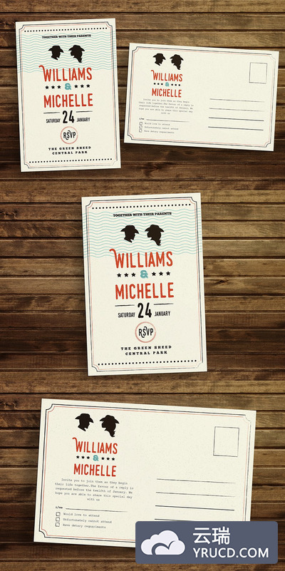 美式乡村风格婚礼邀请函 Country Style Wedding Invitation