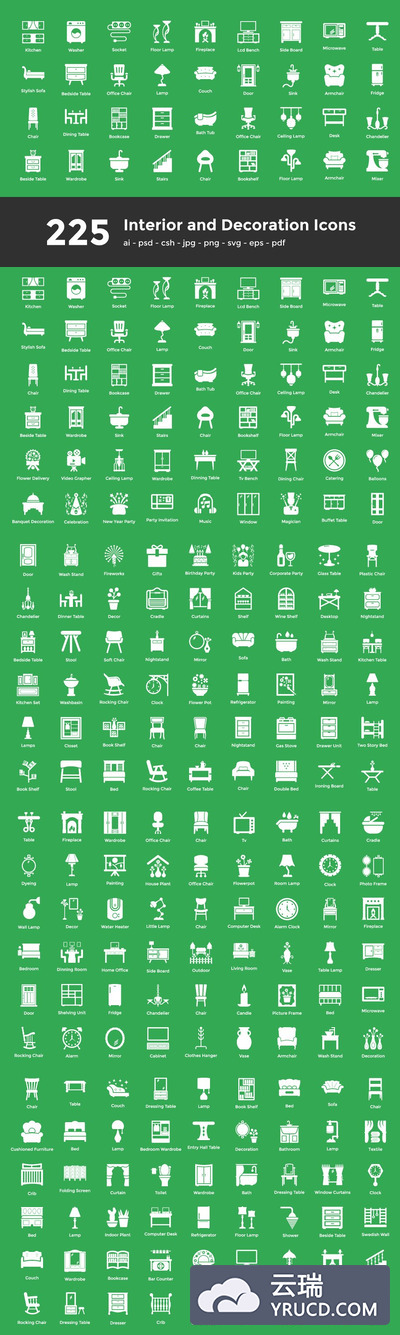 室内装饰电器图标下载 225 Interior and Decoration Icons