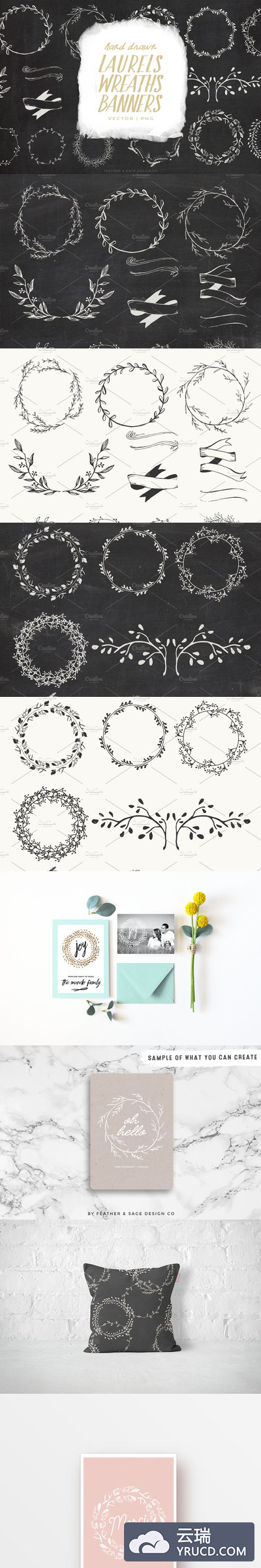 月桂树花环插画 Laurels, Wreaths, Banner Vectors