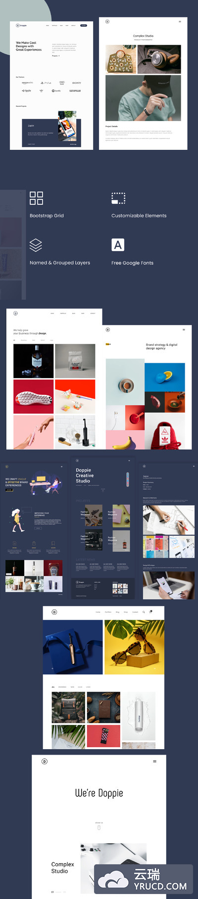 时尚大气的产品展示官网ui网页模板下载[XD]