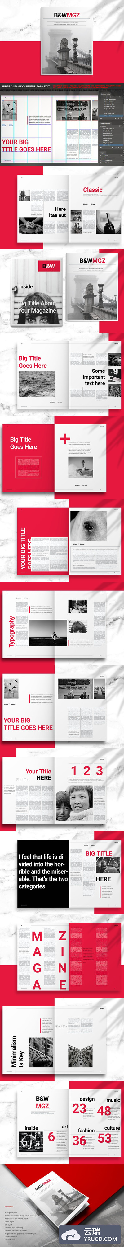 高端时尚黑白风格的建筑/时装/摄影画册设计