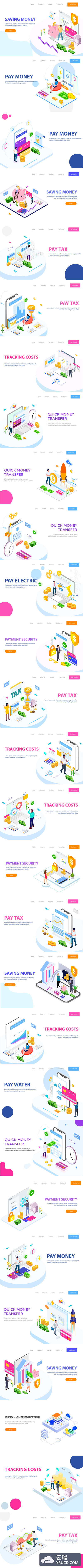 时尚高端简约多用途的3D立体2.5D等轴等距节约成本抽象概念banner海报插画着陆页设计模板集合