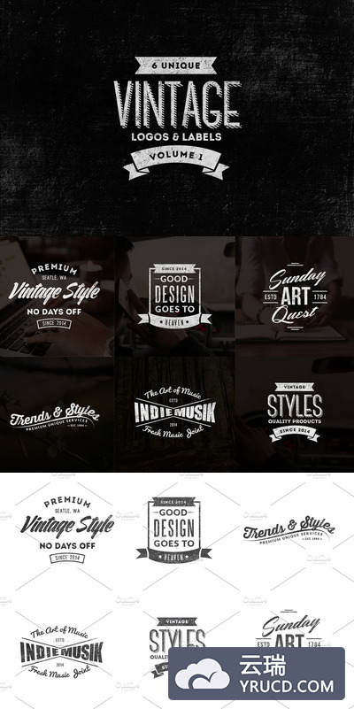 经典logo设计素材 6 Vintage Logos / Labels Templates