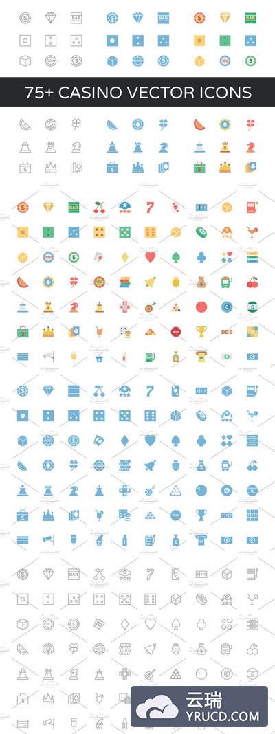 游戏矢量图标大全 75+ Casino Vector Icons