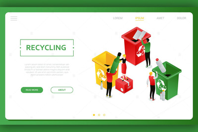 2.5D分类垃圾回收矢量插画下载[EPS]