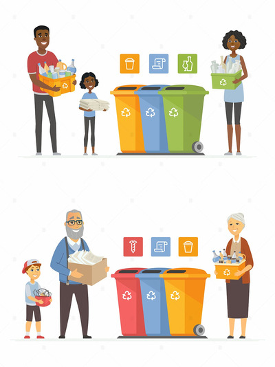 分类垃圾回收的矢量创意插画下载[EPS]