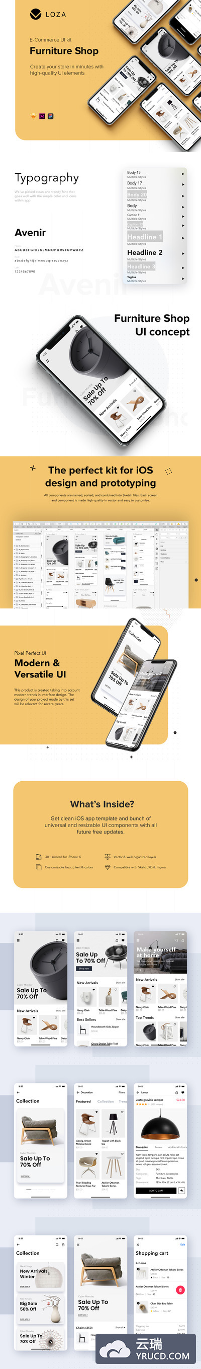 设计感强简约风格的居家APP UI KIT app设计参考必备套装下载[Sketch,fig,XD]