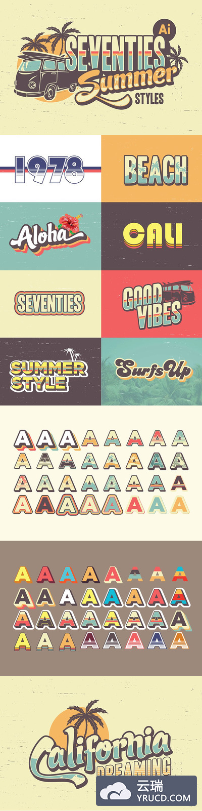 复古夏季插画样式 Seventies Summer Styles