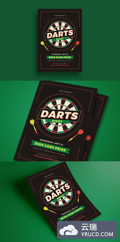 飞镖之夜活动传单设计 Darts Night Event Flyer
