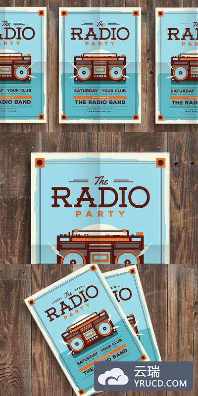怀旧风格收音机海报制作 Radio Party Flyer