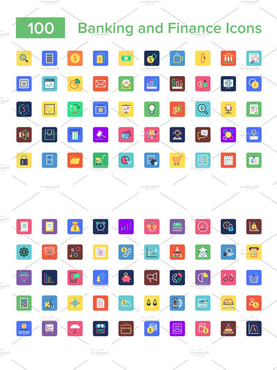 100个银行和金融图标下载 100 Banking and Finance Icons