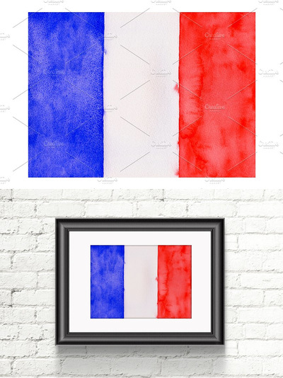 水彩法国国旗 Watercolor Flag of France