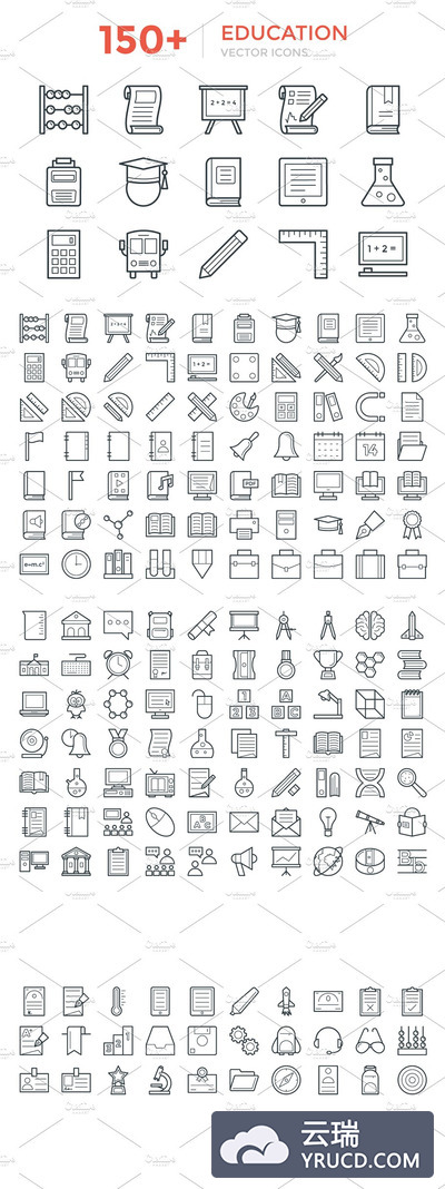 150+教育矢量图标下载 150+ Education Vector Icons