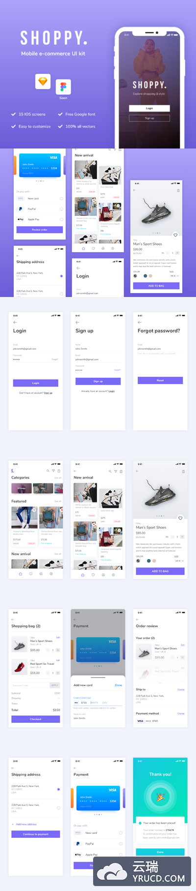 清新时尚的电商APP UI KIT套装app设计下载[Sketch,Fig]