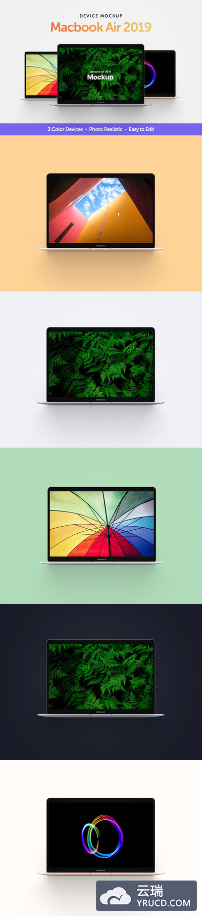 全新的Macbook Air 2019 UI样机展示模型mockups