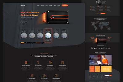 虚拟主机服务器登录页面着陆页banner巨无霸网站设计模板平面设计ui