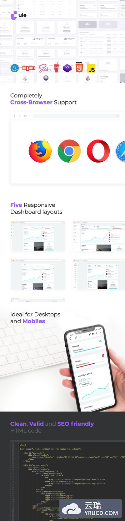 Websites | 用户界面页面布局小部件UI元素图标表格日历网站模板CSS